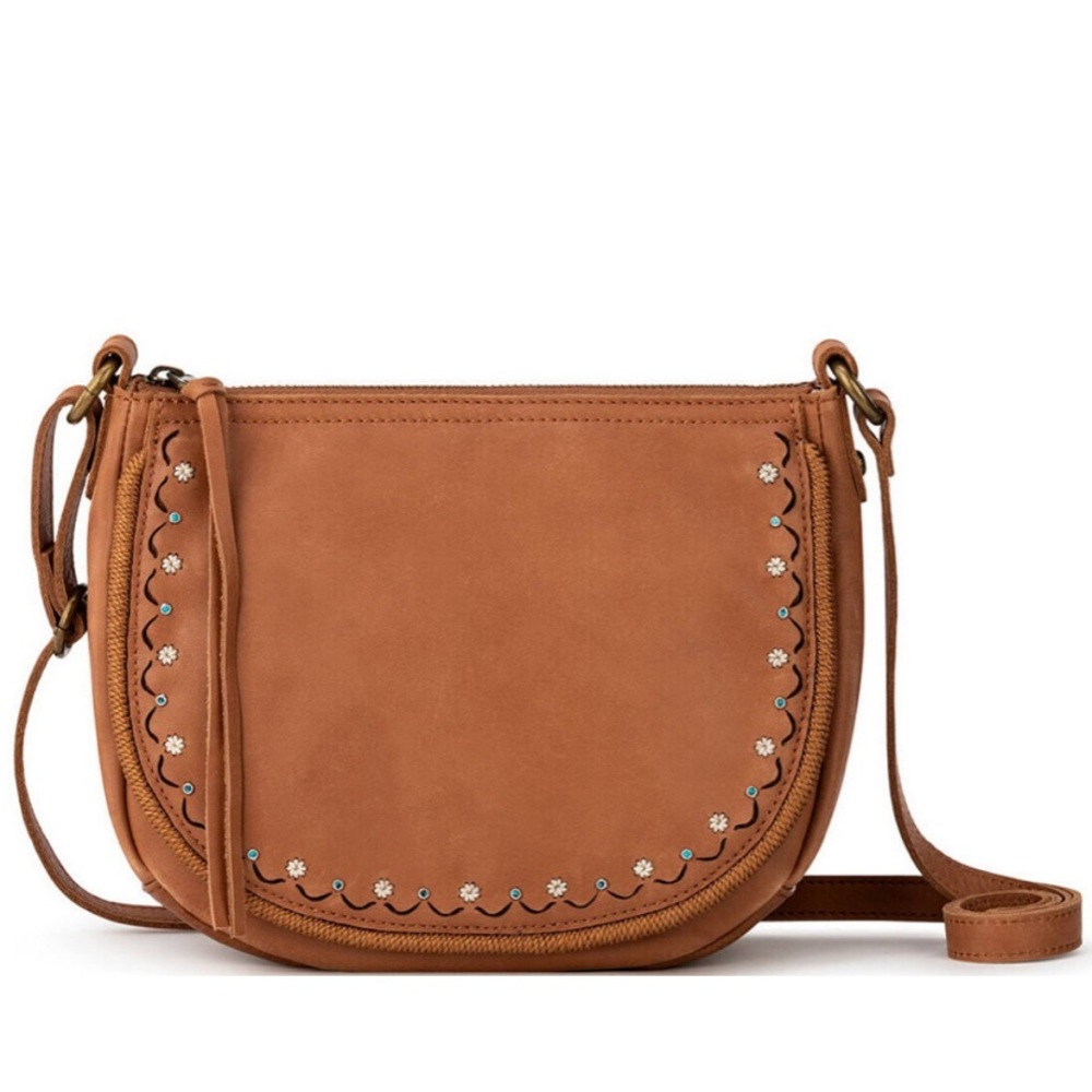 The Sak Sayulita Leather Saddlebag in Cognac